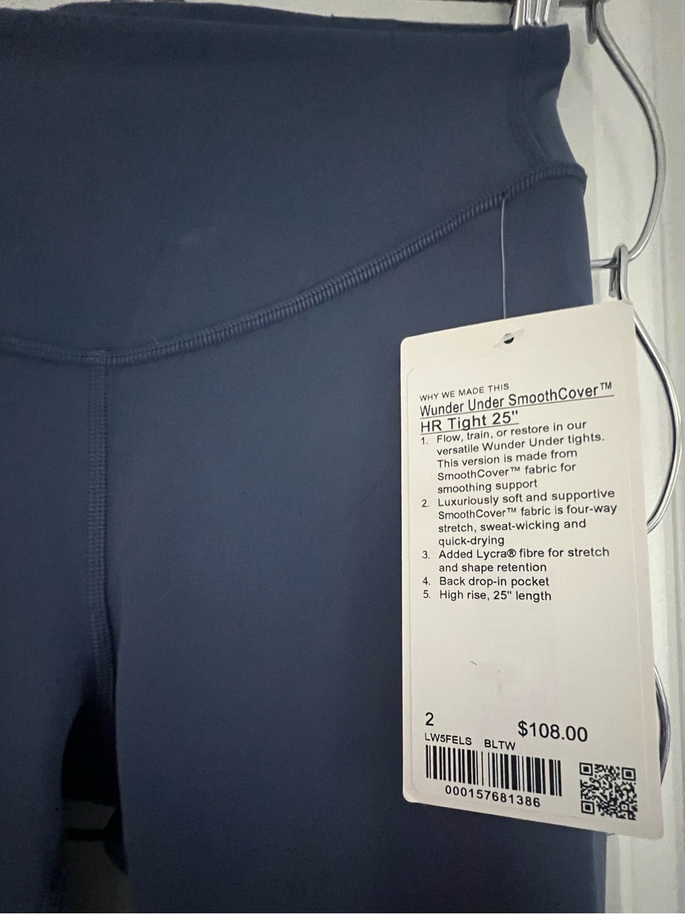 Lululemon Wunder Under High-Rise Leggings, size 2, 25”, blue twill NEW WITH TAGS - Picture 4 of 7